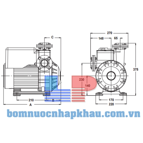 Sơ đồ kỹ thuật của máy bơm dân dụng Walrus TS-1500
